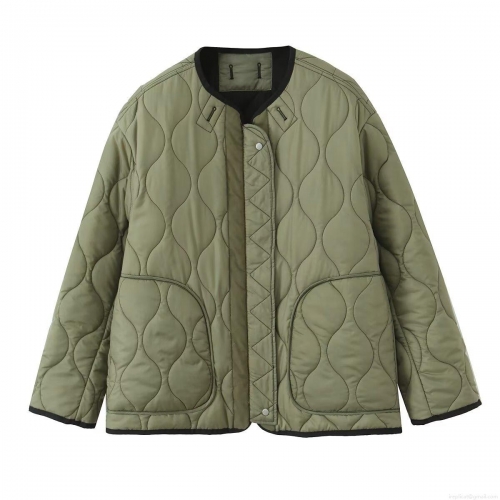Women's Reversible Quilted Jacket Polyester Cotton Blend Onion Pattern Padded Coat Retro Ethnic Round Neck Zip Up Casual Daily Outerwear Lightweight