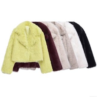 Women's Fashion Faux Fur Short Jacket Elegant Solid Color Lapel Long Sleeve Warm Winter Outwear For Party Daily Leisure