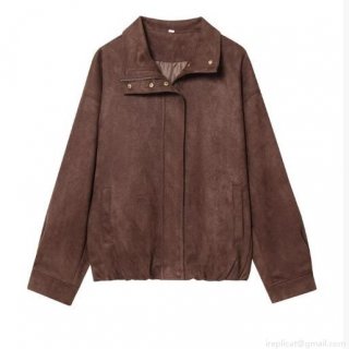 Women's Casual Faux Suede Jacket Retro Turn-down Collar Loose Fit Zipper Coat With Pockets Solid Color Long Sleeve Outerwear For Women