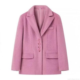Women's Elegant Plush Faux Fur Jacket Long Sleeve Notch Lapel Single Breasted Solid Color Warm Casual Outwear Coat for Autumn Winter Premium Soft Fuzzy Fleece Top