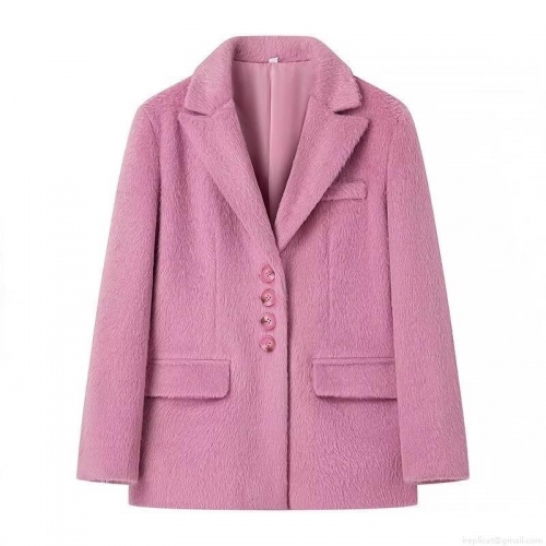 Women's Elegant Plush Faux Fur Jacket Long Sleeve Notch Lapel Single Breasted Solid Color Warm Casual Outwear Coat for Autumn Winter Premium Soft Fuzzy Fleece Top