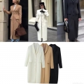 Women Elegant Woolen Coat Fashion Suit Collar Slim Fit Long Jacket Solid Color Single Breasted Overcoat For Autumn Winter Ladies Outerwear