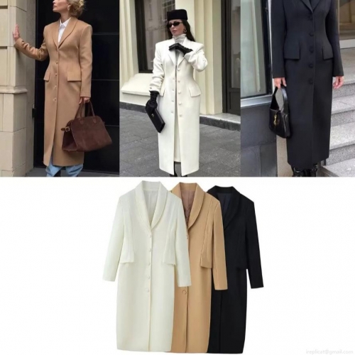 Women Elegant Woolen Coat Fashion Suit Collar Slim Fit Long Jacket Solid Color Single Breasted Overcoat For Autumn Winter Ladies Outerwear