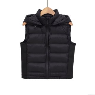 Women's Casual Quilted Puffer Vest Removable Hooded Sleeveless Winter Jacket Solid Black Zipper Padded Waistcoat Retro Outdoor Warm Vest