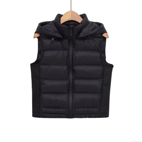 Women's Casual Quilted Puffer Vest Removable Hooded Sleeveless Winter Jacket Solid Black Zipper Padded Waistcoat Retro Outdoor Warm Vest