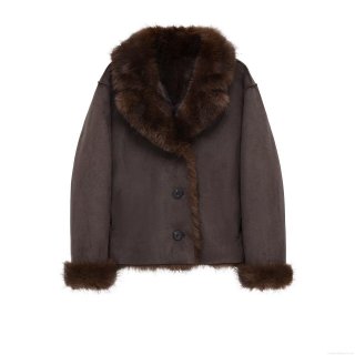 Women's Reversible Faux Fur Shearling Jacket Fashion Suede Lapel Short Coat Thick Warm Winter Outerwear Celebrity Style Solid Color Long Sleeve Top