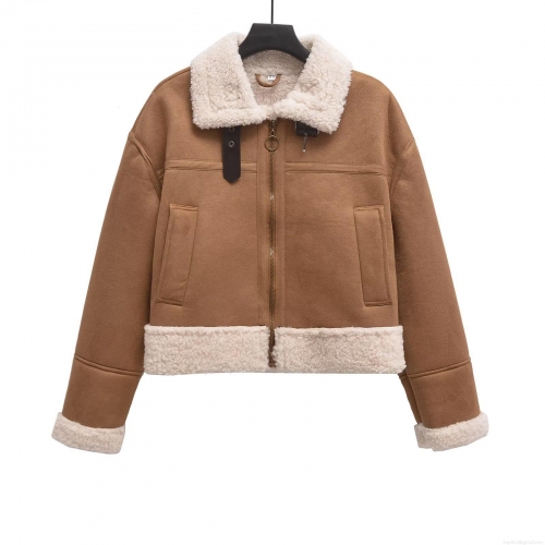 Women's Faux Suede Leather Jacket With Faux Fur Lining Sherpa Aviator Jacket Short Warm Winter Coat Lapel Collar Zip Up Outwear For Women