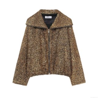 Women's Metallic Gold Pilot Jacket Long Sleeve Zipper Front Turnover Collar Streetwear Club Party Outerwear Polyester Metallic Thread Bomber Jacket