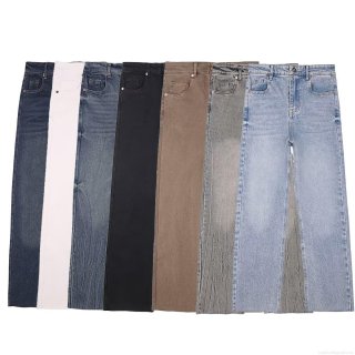 Women's Low Waist Flare Jeans Cotton Denim Rivet Studded Washed Vintage Streetwear Style Bootcut Pants For Women Autumn Fashion Distressed Denim Trousers