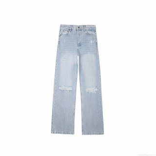 Women's Low Waist Washed Cotton Denim Jeans Distressed Ripped Straight Leg Trousers Fashion Streetwear Casual Pants For Ladies