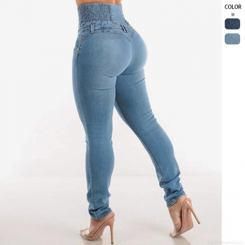 Women's High Waist Skinny Jeans Slim Fit Button Fly Stretch Denim Trousers Sexy Streetwear Butt Lifting Pencil Pants Women Clothing