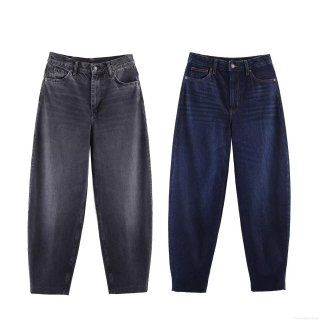 Women's High Waist Barrel Jeans Vintage Washed Denim Loose Fit Pants Casual Winter Bottoms For Women