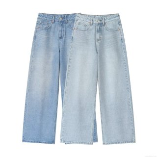 Women's High Waist Wide Leg Jeans Fashion Casual Cotton Blend Denim Pants Washed Light Blue Sky Blue Long Trousers For Women Streetwear Daily Wear