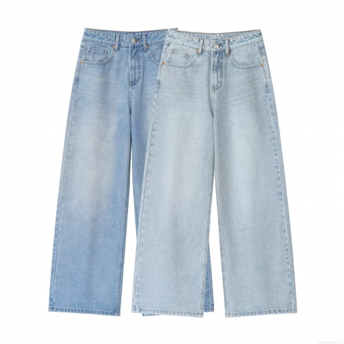Women's High Waist Wide Leg Jeans Fashion Casual Cotton Blend Denim Pants Washed Light Blue Sky Blue Long Trousers For Women Streetwear Daily Wear