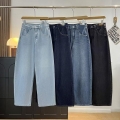 Women's Fashion High Waisted Wide Leg Denim Jeans Washed Loose Straight Leg Trousers Casual Minimalist Drape Trousers Streetwear Long Denim Pants