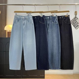 Women's Fashion High Waisted Wide Leg Denim Jeans Washed Loose Straight Leg Trousers Casual Minimalist Drape Trousers Streetwear Long Denim Pants