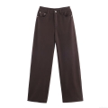 Women's High Waisted Wide Leg Jeans Coffee Denim Casual Loose Straight Leg Trousers For Daily Wear Fashion Retro Style Women Bottoms
