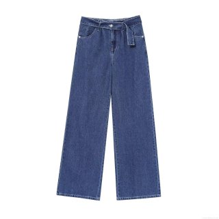 Women's High Waisted Wide Leg Jeans Cotton Blend Denim Long Pants With Buttons Sash Loose Casual Retro Bohemian Style Trousers For Women Girl