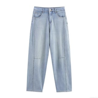 Women's High Waisted Straight Leg Jeans Washed Denim Cotton Blend 9/10 Length Pants With Five Pockets Casual Retro Style Trousers For Women
