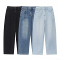 Women's High Waisted Straight Leg Denim Jeans Retro Washed Sickle Cut Broad Leg Trousers Sexy Streetwear Long Denim Pants