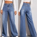Women's High Waisted Wide Leg Jeans Distressed Washed Cotton Denim Pants Loose Streetwear Casual Trousers for Women