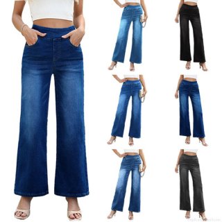 Women's High Waist Wide Leg Jeans 65% Cotton Washed Straight Denim Pants Streetwear Casual Loose Long Trousers For Women Trendy Urban Style