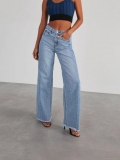 Women's High Waisted Wide Leg Jeans Cotton Polyester Denim Washed Raw Hem Trousers Casual Commute Loose Long Pants for Women Fashion Denim Bottoms
