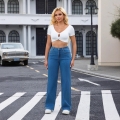 Women's High Waisted Wide Leg Denim Jeans Casual Loose Straight Cotton Blend Long Pants High Stretch Slimming Trousers For Women Daily Streetwear