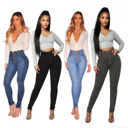 Women High Waist 5-Button Fly Skinny Jeans High Stretchy Denim Pencil Pants Casual Slim Fit Hip Lifting Trousers Fashionable Urban Long Denim Leggings