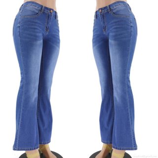 Women's High Waisted Flare Jeans High Stretch Denim Bell Bottom Washed Slim Fit Casual Long Trousers Cotton Blend Streetwear 5 Pockets Pant
