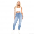 Women's High Waist Denim Jogger Jeans Cotton Blend Stretch Elastic Waist Drawstring Tapered Pants with Pockets Casual Streetwear Denim Joggers