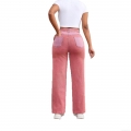 Women Wide Leg Denim Jeans Spliced Contrast Color High Waist Cotton Rayon Polyester Spandex Blend Stretchy Straight Long Trousers Streetwear Casual Pants