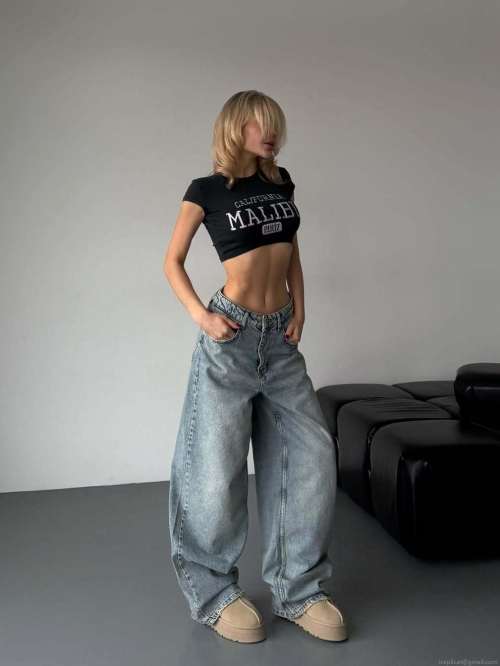 Women's High Waisted Wide Leg Jeans 100% Cotton Washed Denim Pants Streetwear Sexy Baggy Curved Trousers For Women Casual Daily Wear