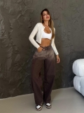 Women High Waist Wide Leg Jeans Gradient Brown Vintage Washed Denim Trousers Loose Straight Casual Pants Streetwear Hot Girl Aesthetic Autumn Winter