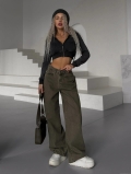 Women American Retro High Waisted Wide Leg Jeans 100% Cotton Denim Loose Micro Flare Streetwear Casual Spicy Girl Trousers