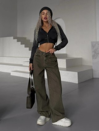 Women American Retro High Waisted Wide Leg Jeans 100% Cotton Denim Loose Micro Flare Streetwear Casual Spicy Girl Trousers