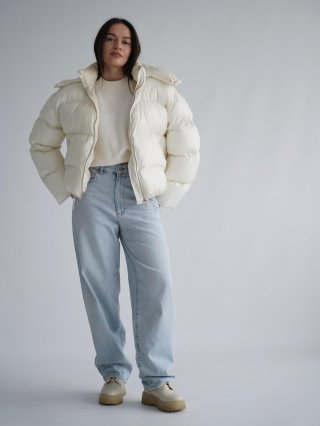 Women's Retro Washed Wide Leg Jeans Classic Light Blue 100% Cotton Denim Pants With Elastic Back Waist Streetwear Baggy Trousers