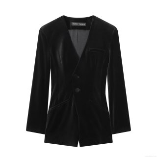 Women's Sexy Velvet Blazer Jumpsuit Deep V Neck Single Button Long Sleeve Bodycon Romper Suit Party Streetwear Jumpsuit For Women Black