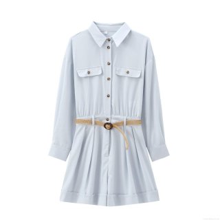 Women's Long Sleeve Jumpsuit Cotton Linen Blend With Braided Belt Button Down Collared High Waist Pleated Shorts Romper Chic Office Casual Summer Elegant Outfits
