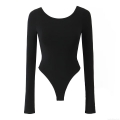 Sexy Women's Round Neck Cross Backless Bodysuit Long Sleeve Slim Fit Cut Out One-Piece Leotard Top Rayon Spandex Solid Color Bodysuit For Party Streetwear Clubwear