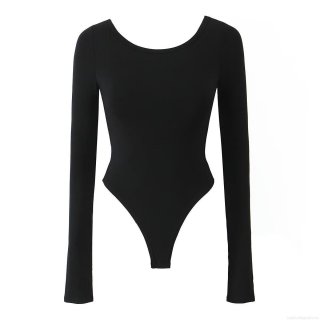 Sexy Women's Round Neck Cross Backless Bodysuit Long Sleeve Slim Fit Cut Out One-Piece Leotard Top Rayon Spandex Solid Color Bodysuit For Party Streetwear Clubwear