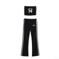 Women Sporty Casual Set Polyester Cotton Letter Print Tube Top Flare Pants Zipper Jacket Streetwear Outdoor Activewear Spring Autumn Slim Fit Two Piece Outfit