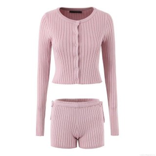 Women's Casual Ribbed Knit 2 Piece Set Cardigan Camisole High Waist Shorts Skirt Wide Leg Pants Solid Color Viscose Blend Loungewear Streetwear Outfits For Women