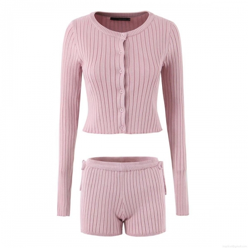 Women's Casual Ribbed Knit 2 Piece Set Cardigan Camisole High Waist Shorts Skirt Wide Leg Pants Solid Color Viscose Blend Loungewear Streetwear Outfits For Women