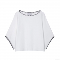 Women's Contrast Stitching Knitted 2 Piece Set White Knitted Short Sleeve Top And Mini Skirt Casual Streetwear Knitwear Outfit For Women