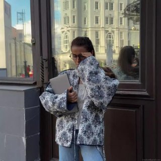 Retro Paisley Printed Quilted Cotton Jacket Women V-Neck Lace-up Loose Fit Long Sleeve Lightweight Padded Coat For Autumn Casual Streetwear Boho Style Outwear