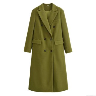 Women's Double Breasted Woolen Coat Long Sleeve Lapel Collar Trench Coat Casual Loose Solid Color Warm Overcoat For Autumn Winter Office Daily Wear
