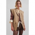 Women's Sleeveless Blazer Vest Khaki 100% Polyester British Style Single Breasted Lapel Loose Waistcoat Jacket For Office Commuter Women