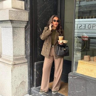 Women's Casual Suede Texture Double Breasted Suit Jacket Olive Green Notch Lapel Long Sleeve Blazer For Autumn Winter Office Wear