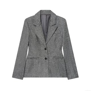 Women's Herringbone Blazer Jacket Notched Lapel Long Sleeve Single Breasted Pocket Casual Office Outerwear Streetwear Suit Jacket For Autumn Winter